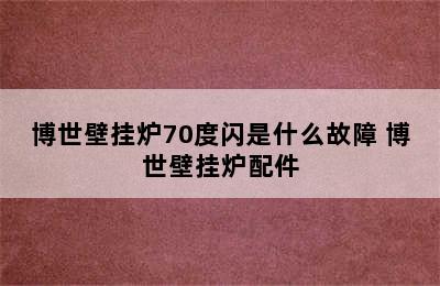 博世壁挂炉70度闪是什么故障 博世壁挂炉配件